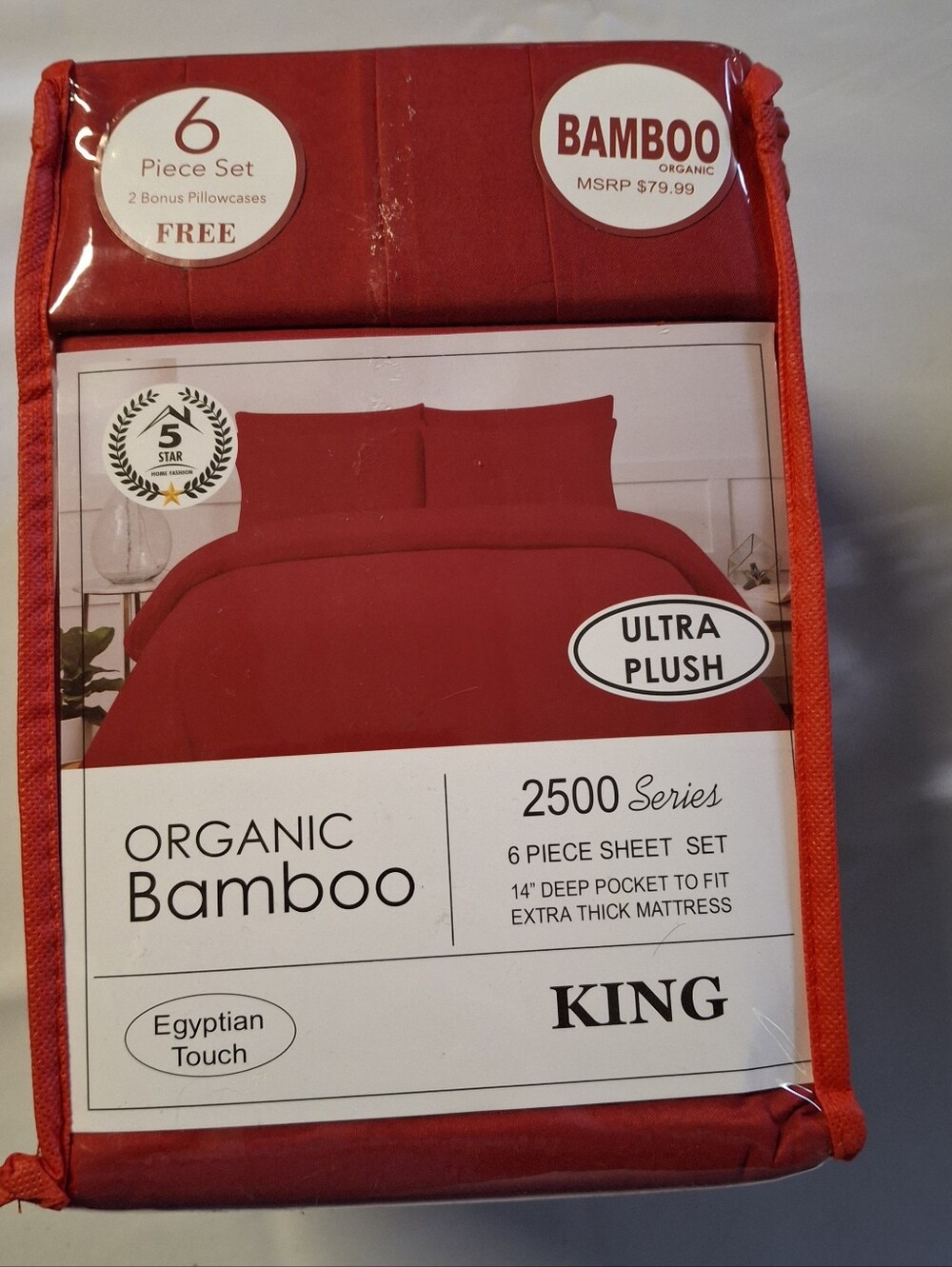 New Organic Bamboo Ultra Plush King 6pc Sheet Set - Red